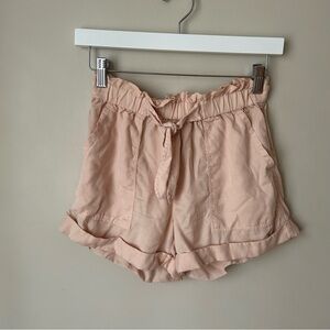 Aerie Camp Lounge Front Tie Pull On Women's Pink Ruffle Hem Shorts Size XS